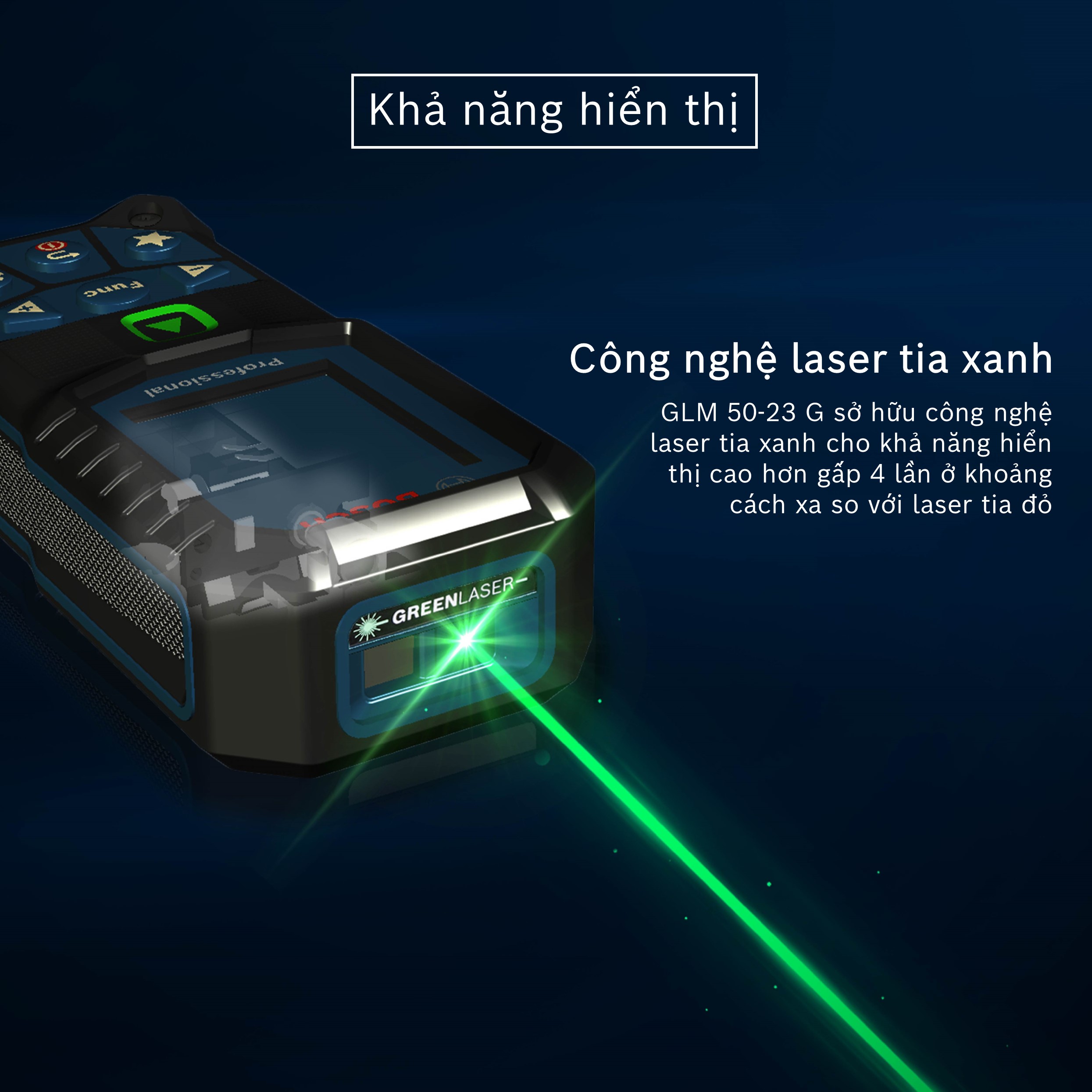 Máy đo khoảng cách Bosch laser xanh GLM 50-23 G