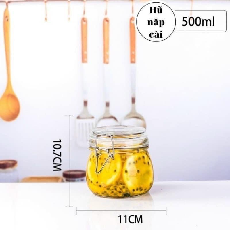 Hũ Thuỷ Tinh Nắp Cài Kín Hơi Đựng Đồ Khô, cafe, các loại hạt, ngâm hoa quả...