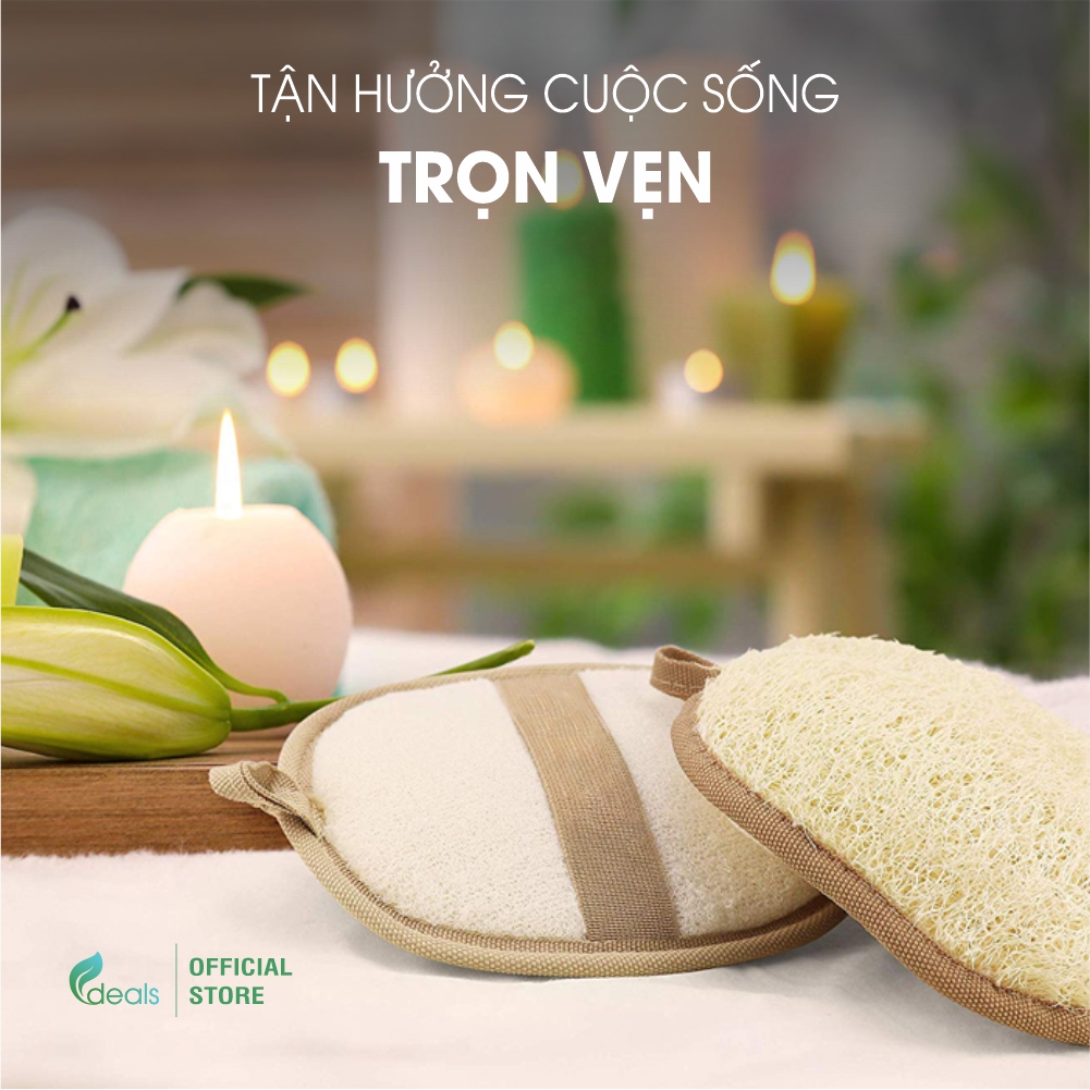 Bông Tắm Xơ Mướp Cao Cấp ECODEALS 100% Xơ Mướp Hữu Cơ - Xơ mướp loại 1, làm sạch cơ thể, tẩy da chết, massage linh hoạt - 1 cái - KT 11 x 16cm