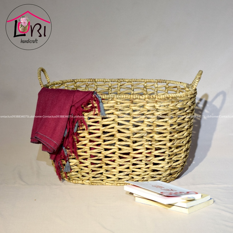 Lubihandicraft - Sọt đựng đồ lục bình hình oval đan vặn mũi tên - đẹp, tinh tế