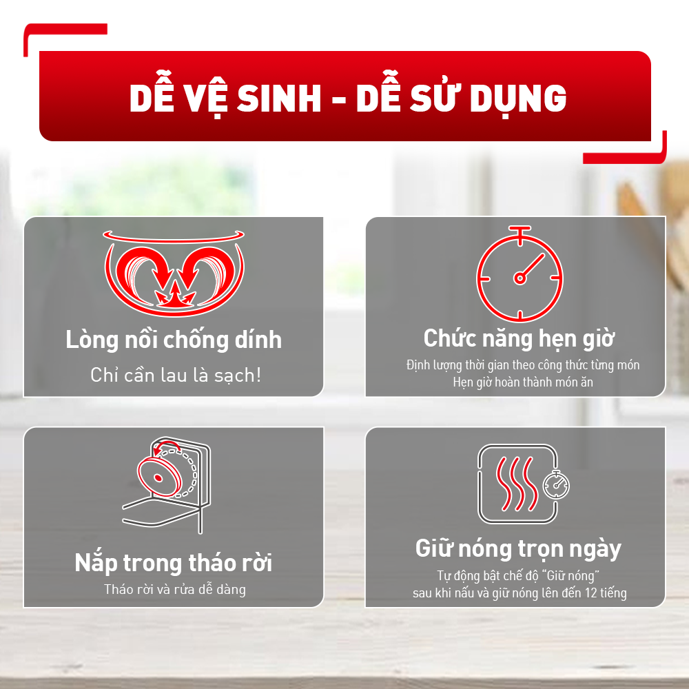 Nồi cơm điện tử Tefal 1.8L - Lòng nồi siêu dày 4mm RK776968 - Thương hiệu Pháp - Hàng chính hãng