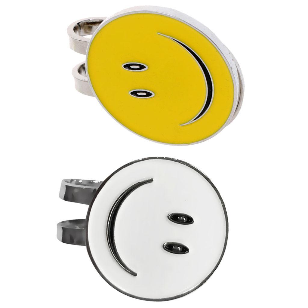 2 Pieces Sturdy Smiling Face Magnetic Hat Clip Golf Ball Marker Clip for Cap Visor Lovely