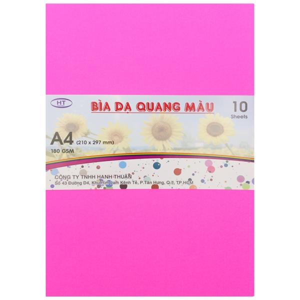 Bìa Dạ Quang Màu A4 HT 180gsm - Màu Hồng