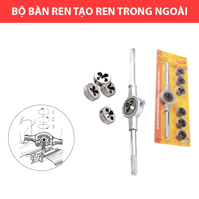 Bộ taro tạo ren ngoài kèm 8 món-K1818