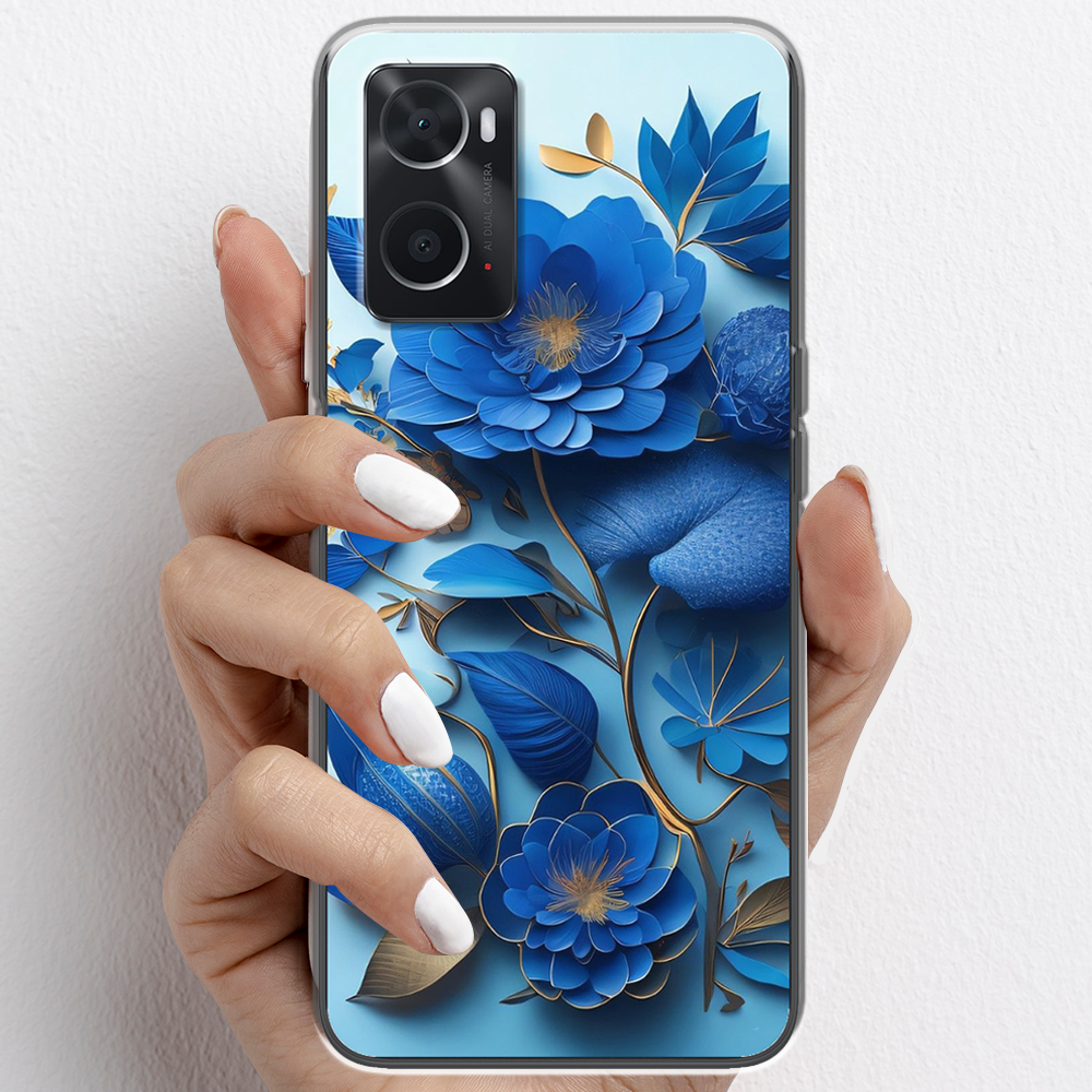 Ốp lưng cho Oppo A76, Oppo A96 nhựa TPU mẫu Hoa xanh dương