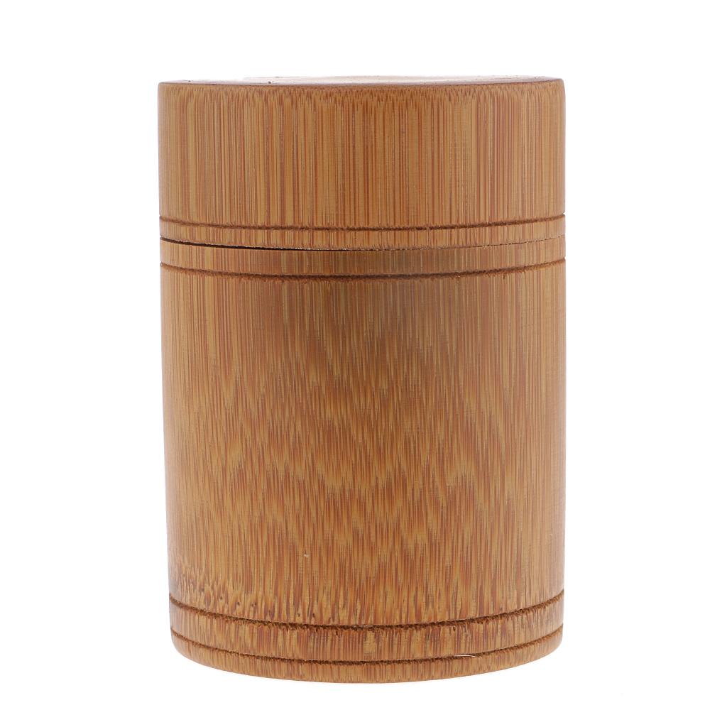 Tea Canister Bamboo Japanese Tea Box Storage Jar with Lid Tea Caddy Pot A