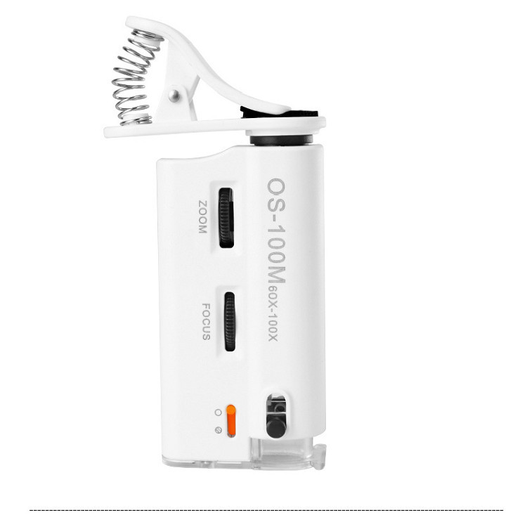 Kính lúp cầm tay kiêm kẹp smartphone tích hợp đèn trợ sáng phóng đại 60-100x
