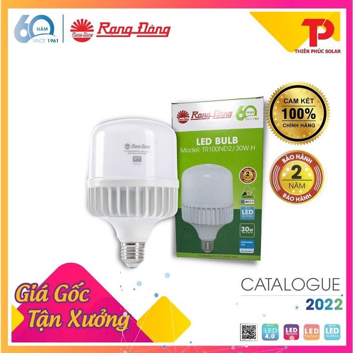 Bóng đèn Rạng Đông LED BUL Trụ Nhôm Đúc 30W Model: TR100NĐ2/30W.H - 3000K/Vàng