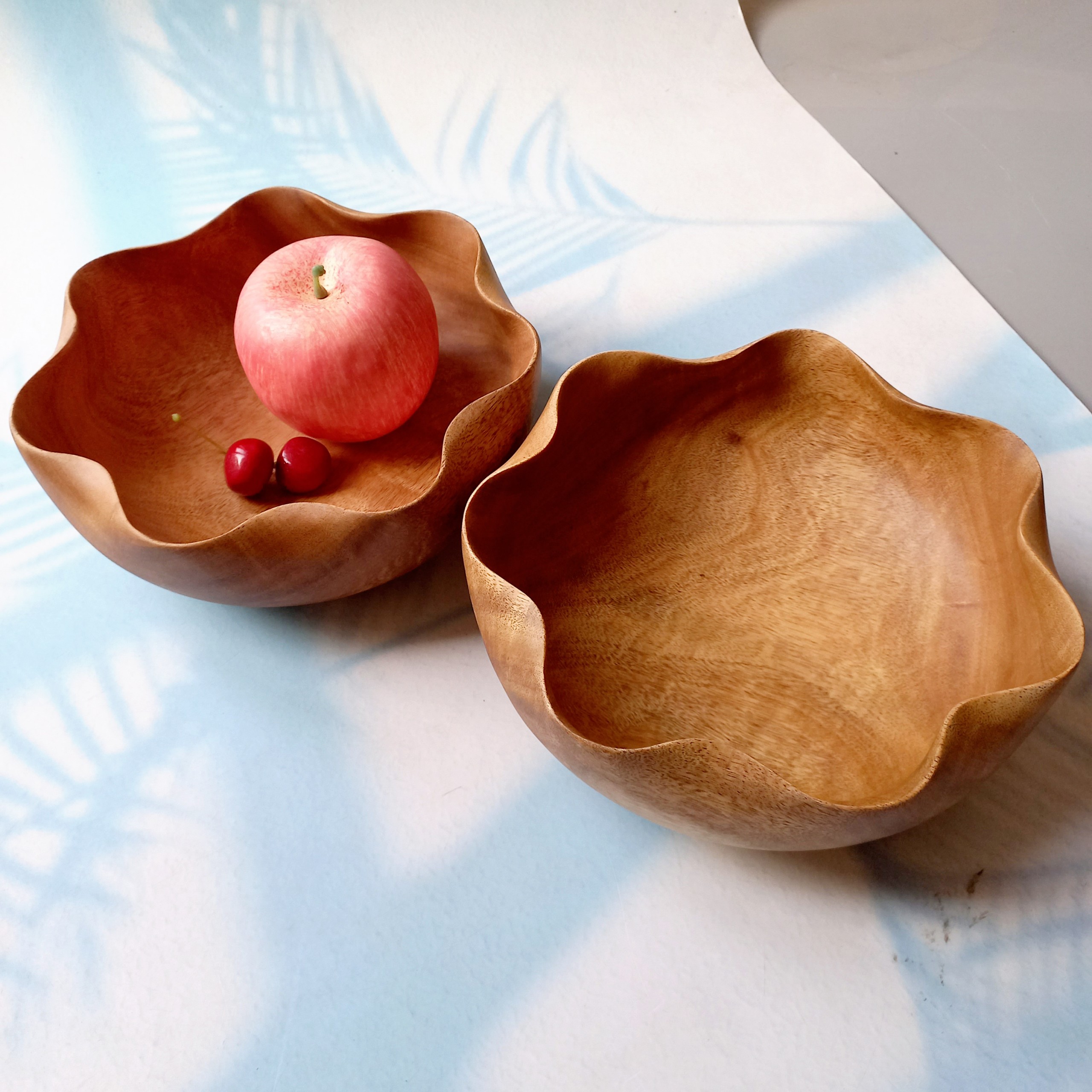 Bát Salad Gỗ Keo Vitrapro Không Lo Rơi Vỡ Size 20x7cm Hình Hoa Độc Đáo