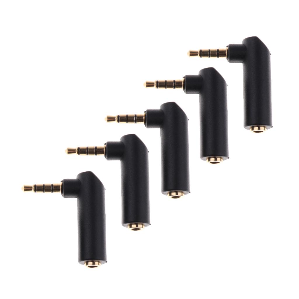5PCS/lot L Shape 90 Right Angle 3.5mm 4Pole Male to 3Pole Female Adapter Jack