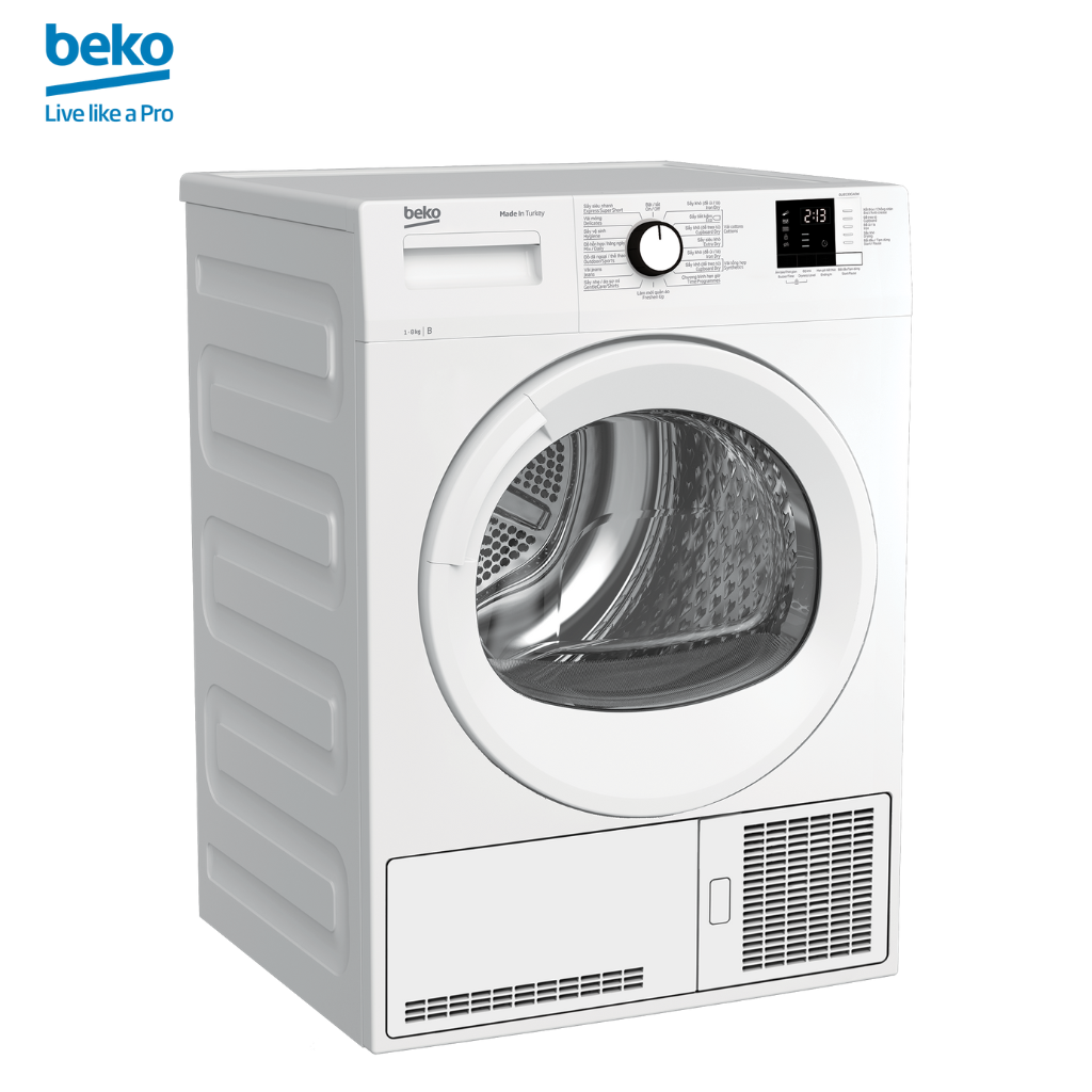 Máy Sấy Quần Áo BEKO Công Nghệ Sấy Ngưng Tụ 8Kg, Chống Nhăn Tự Động, Bền Màu Sợi Vải - DU8133GA0W - Hàng Chính Hãng