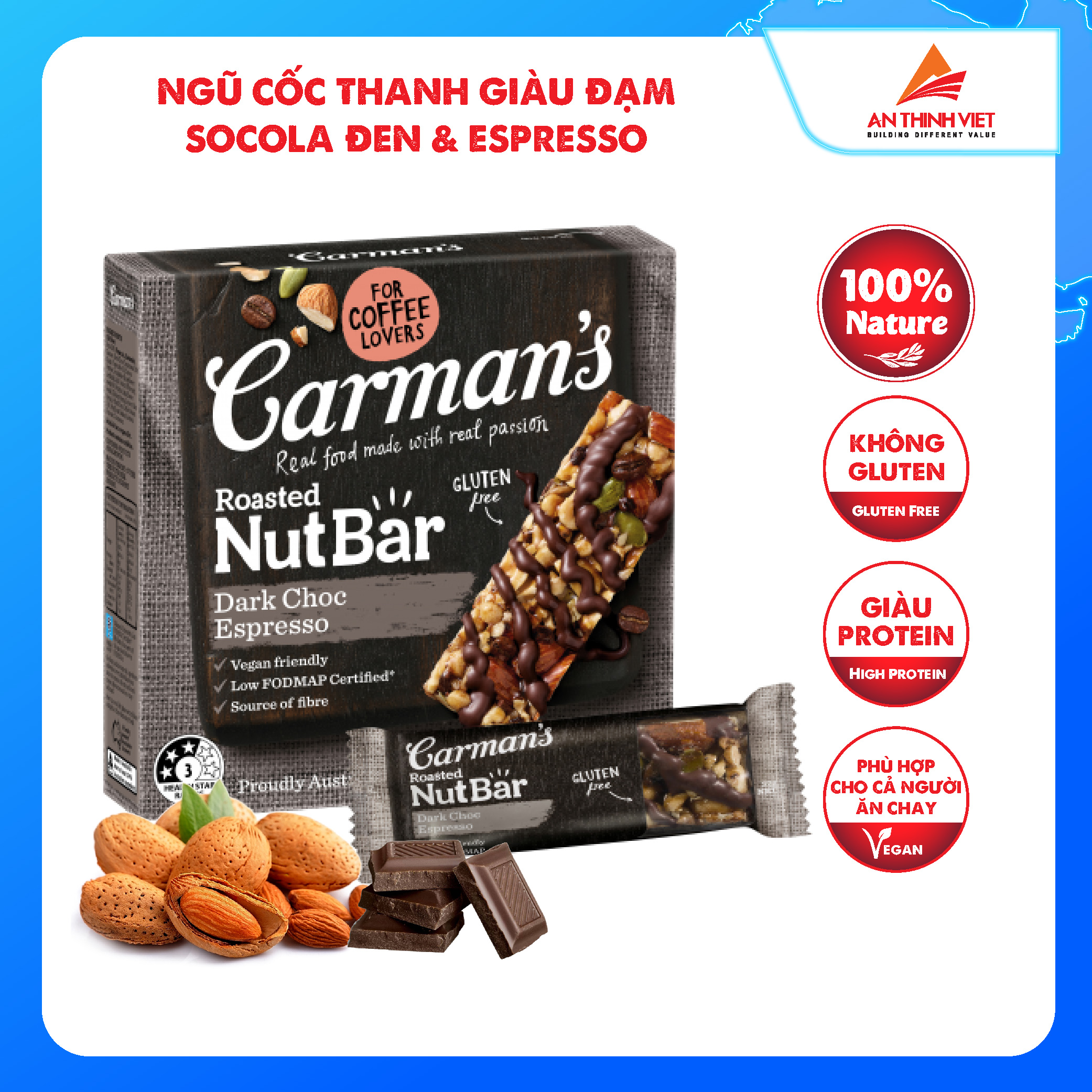 Thanh Hạt Carman's Nut Bar Dark Choc Espresso - 160g