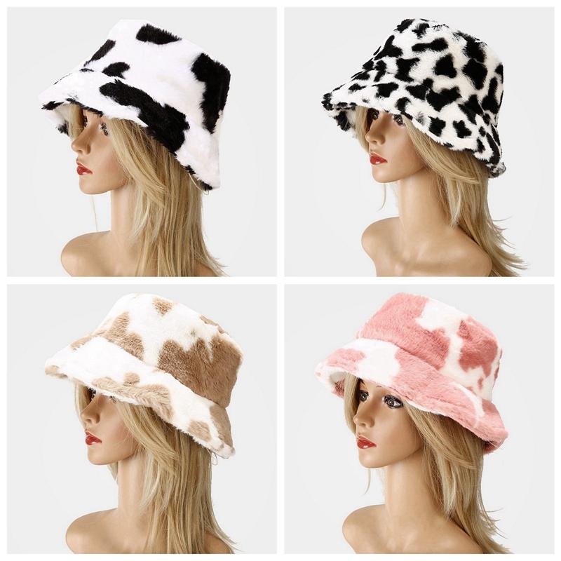 Mùa Đông Mới Bò In Sang Trọng Xô Mũ Nam Nữ Du Lịch Ngoài Trời Mũ Ấm Áp Mềm Mại Nhung Cá Mũ Nữ Thời Trang Panama hiện Nay