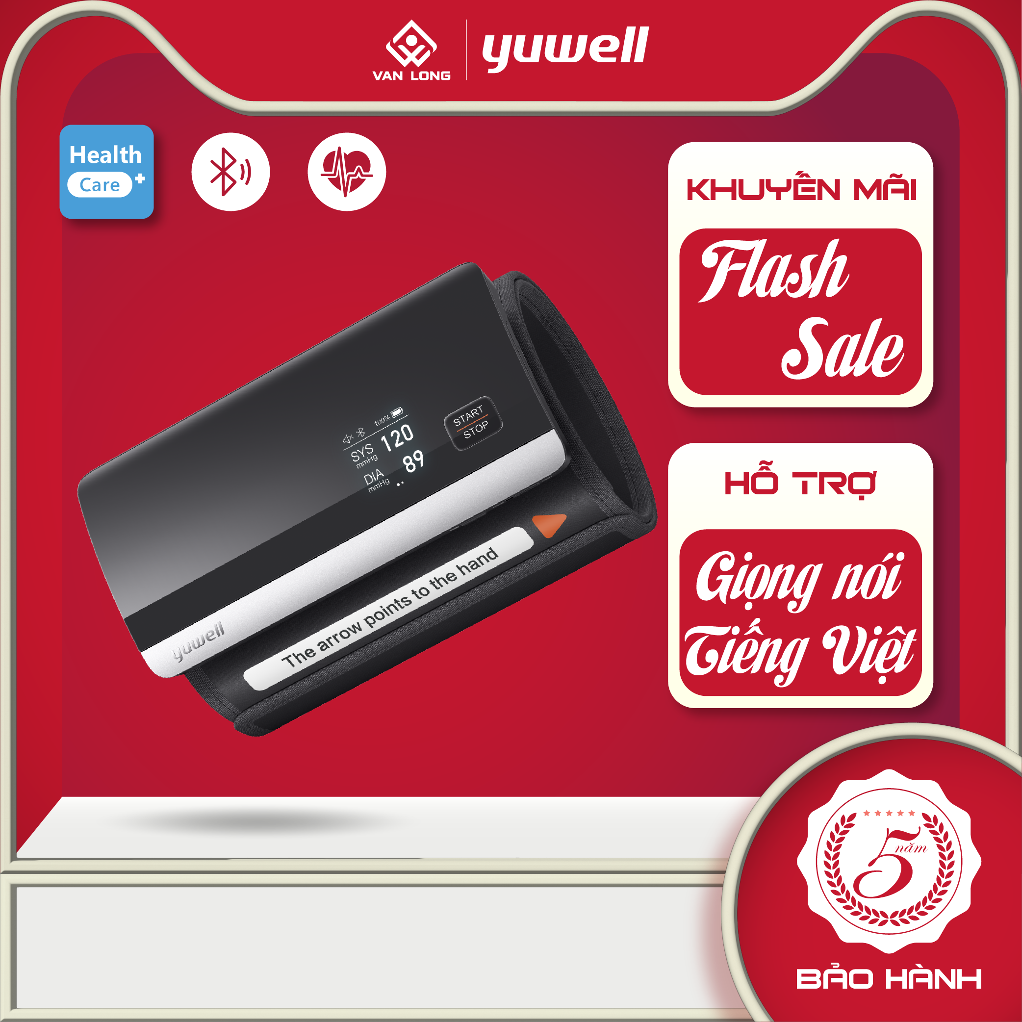 Máy đo huyết áp điện tử bắp tay Yuwell YE630CR