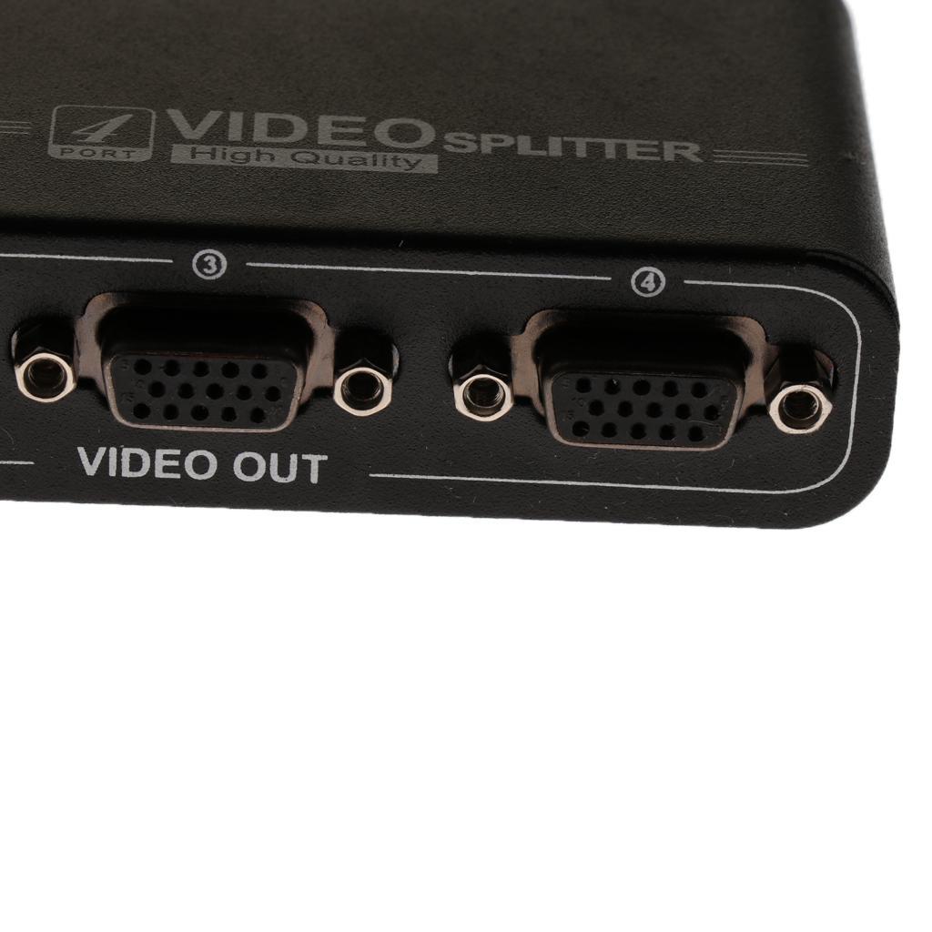 4Port VGA Video Splitter Switch Box Sharing 1 PC to 4 Monitor Support 550MHz
