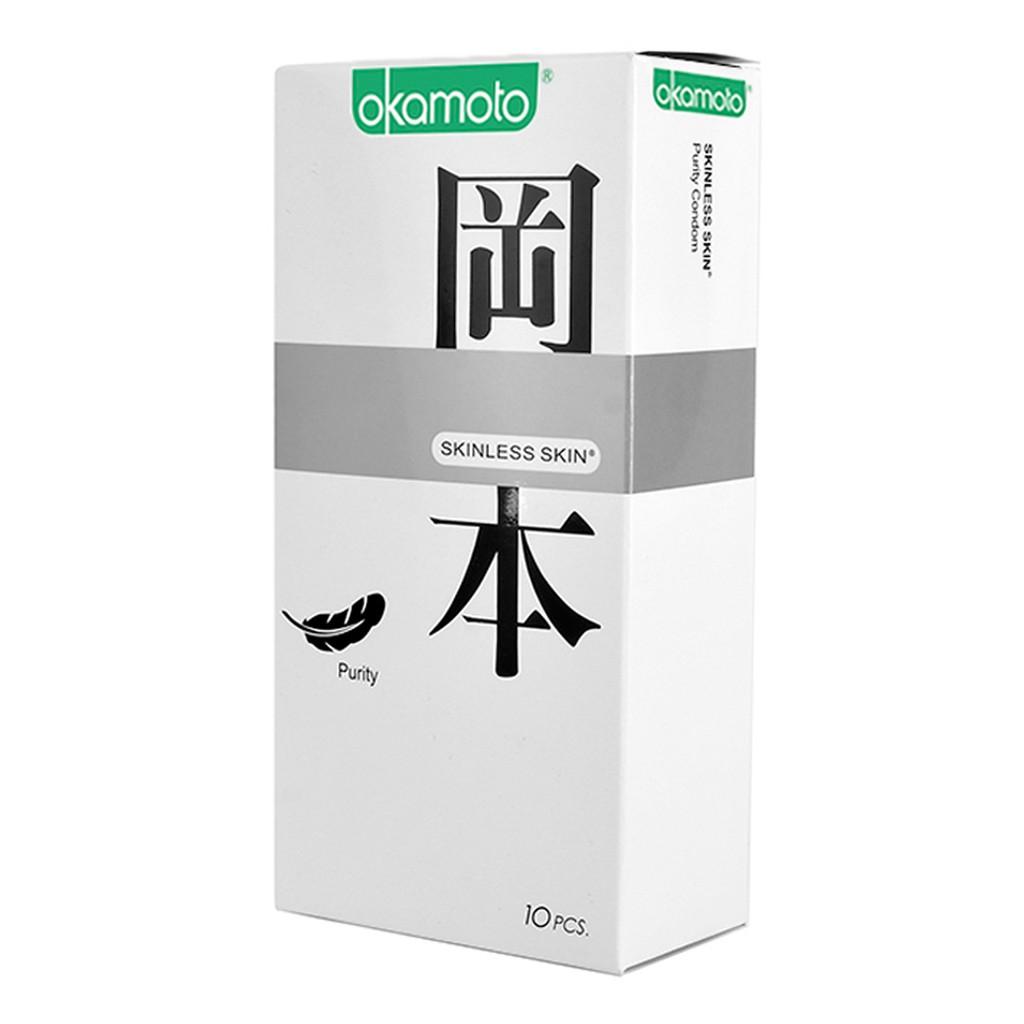 Combo 2 hộp  Bao Cao Su Okamoto Skinless Skin Purity Không Mùi Tinh Khiết Hộp 10 Cái