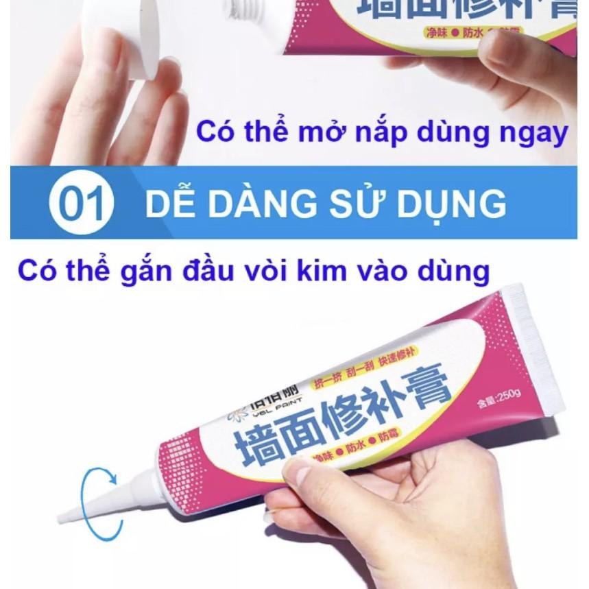 Keo Vá Tường Chống Thấm - Trám Trét Vết Nứt Khe Hở Tường - Chống Ấm Mốc 250g Dễ Sử Dụng.