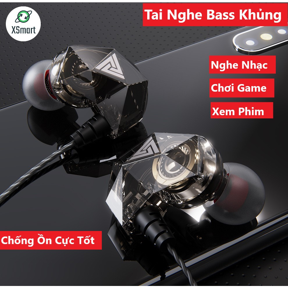 Tai Nghe Phone Nhét Tai Nghe Nhạc Chơi Game XSmart QKZ AK2 Pro 2021 Mới Nhất Âm Thanh Super Bass, Dây Chống Rối, Có Mic Đàm Thoại Tương Thích Điện Thoại Máy Tính Bảng Laptop PC, Hàng Chính Hãng