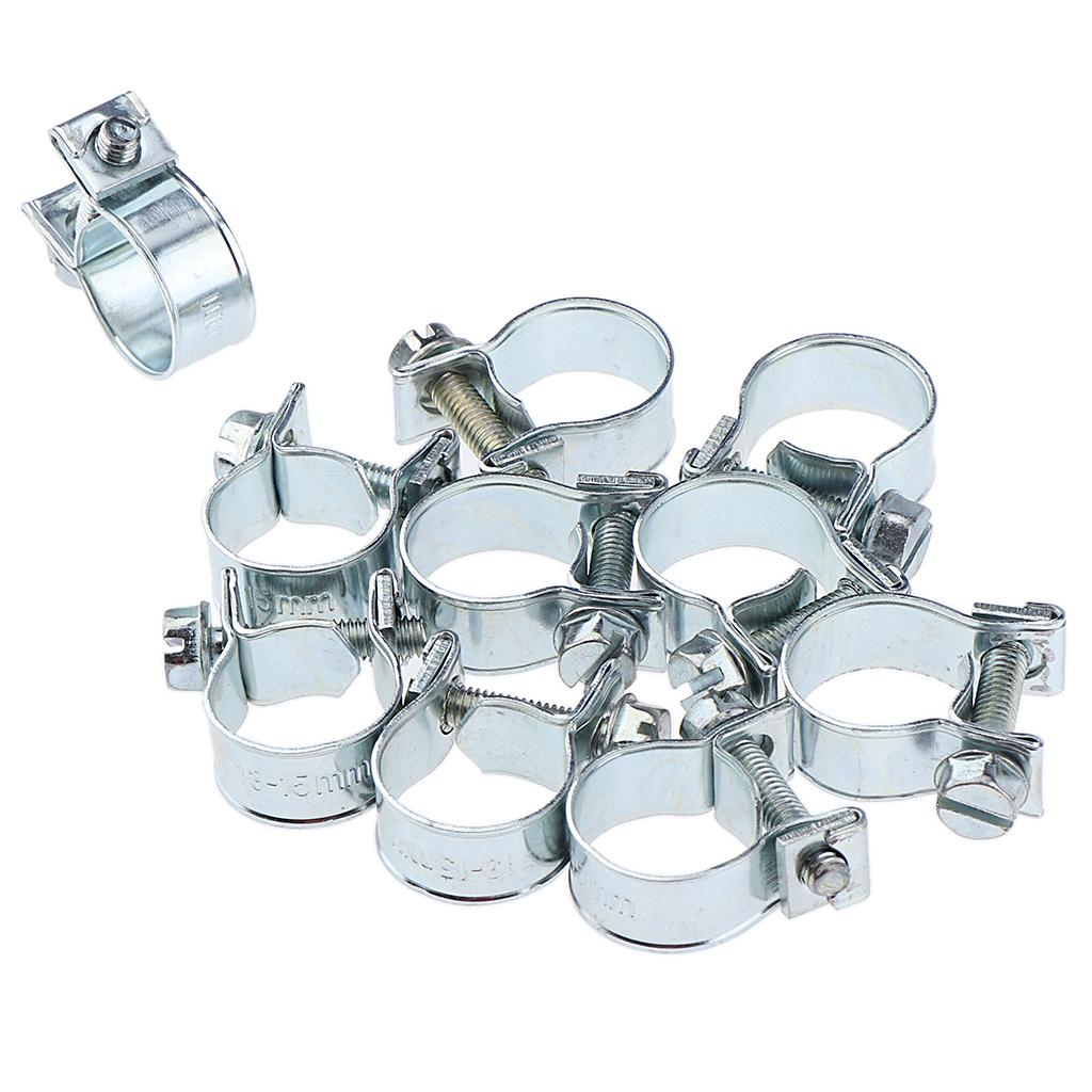 20x Adjustable Stainless Steel Hose Pipe Clips Kit Ø 11-13mm & 13-15mm