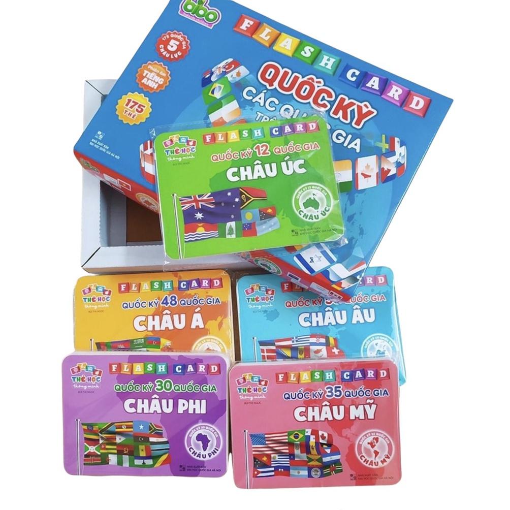 Thẻ Học Thông Minh,Thẻ Học Song Ngữ Anh Việt Flashcards Quốc Kỳ Các Quốc Gia 5 Châu Lục Cho Bé Khám Phá về Thế Giới