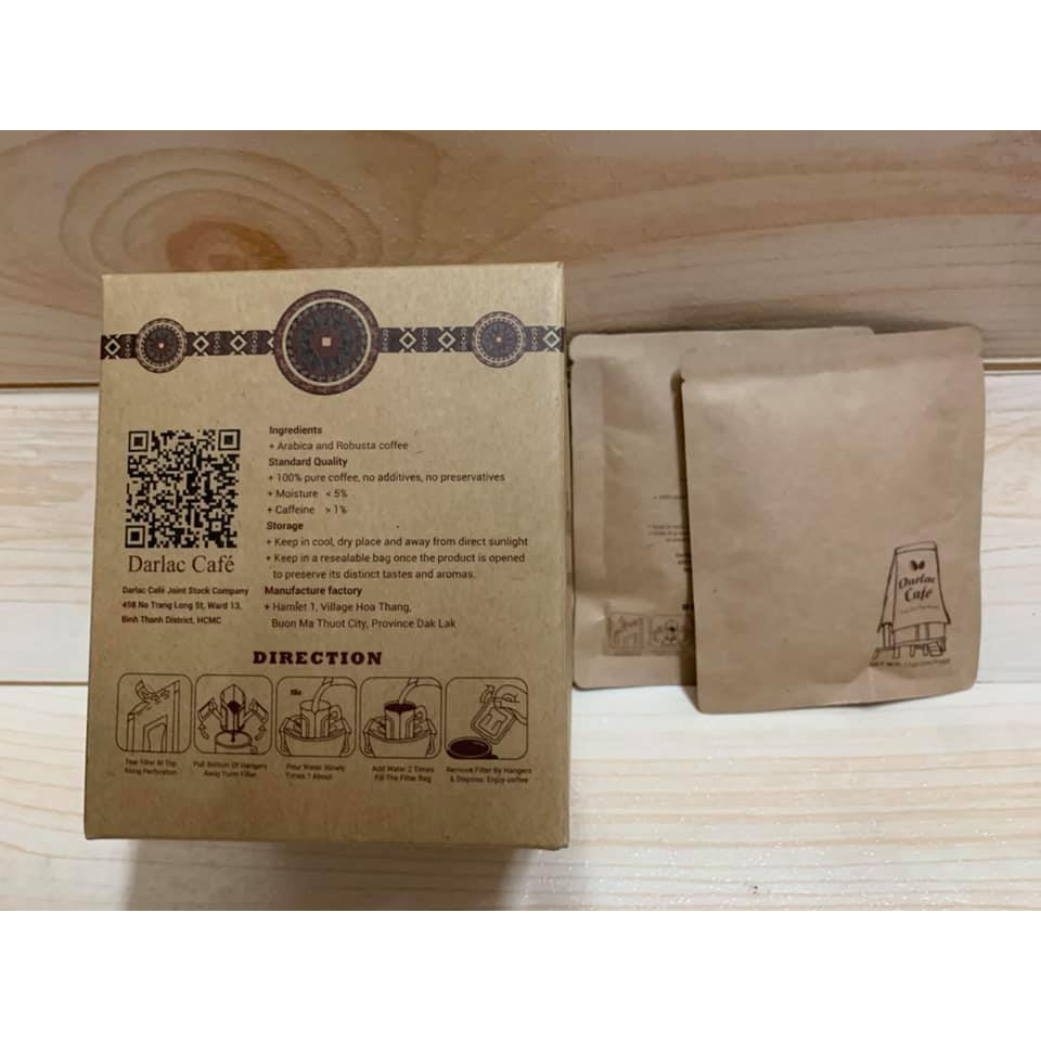 Cà phê túi lọc hiệu Darlac Café Hộp 150g (10 túi )