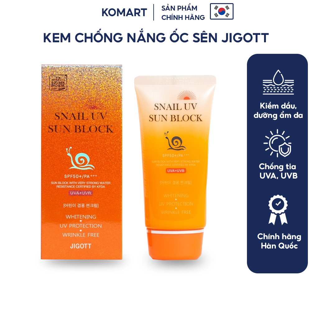 Kem Chống Nắng Ốc Sên JIGOTT SNAIL UV SUN BLOCK SPF50+/PA