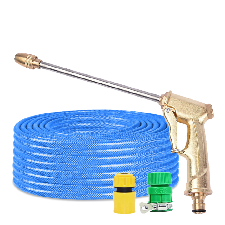 Bộ dây vòi xịt nước rửa xe, tưới cây đa năng, tăng áp 3 lần, loại 15m 206701-3 đầu đồng,cút,nối nhựa vàng