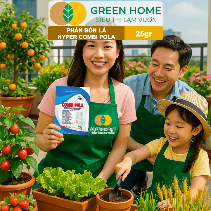 Phân Bón Lá Trung Vi Lượng Hyper Combi - Pola GreenHome, Gói 25Gr, Dạng Cốm Cao Cấp, Tăng Năng Suất
