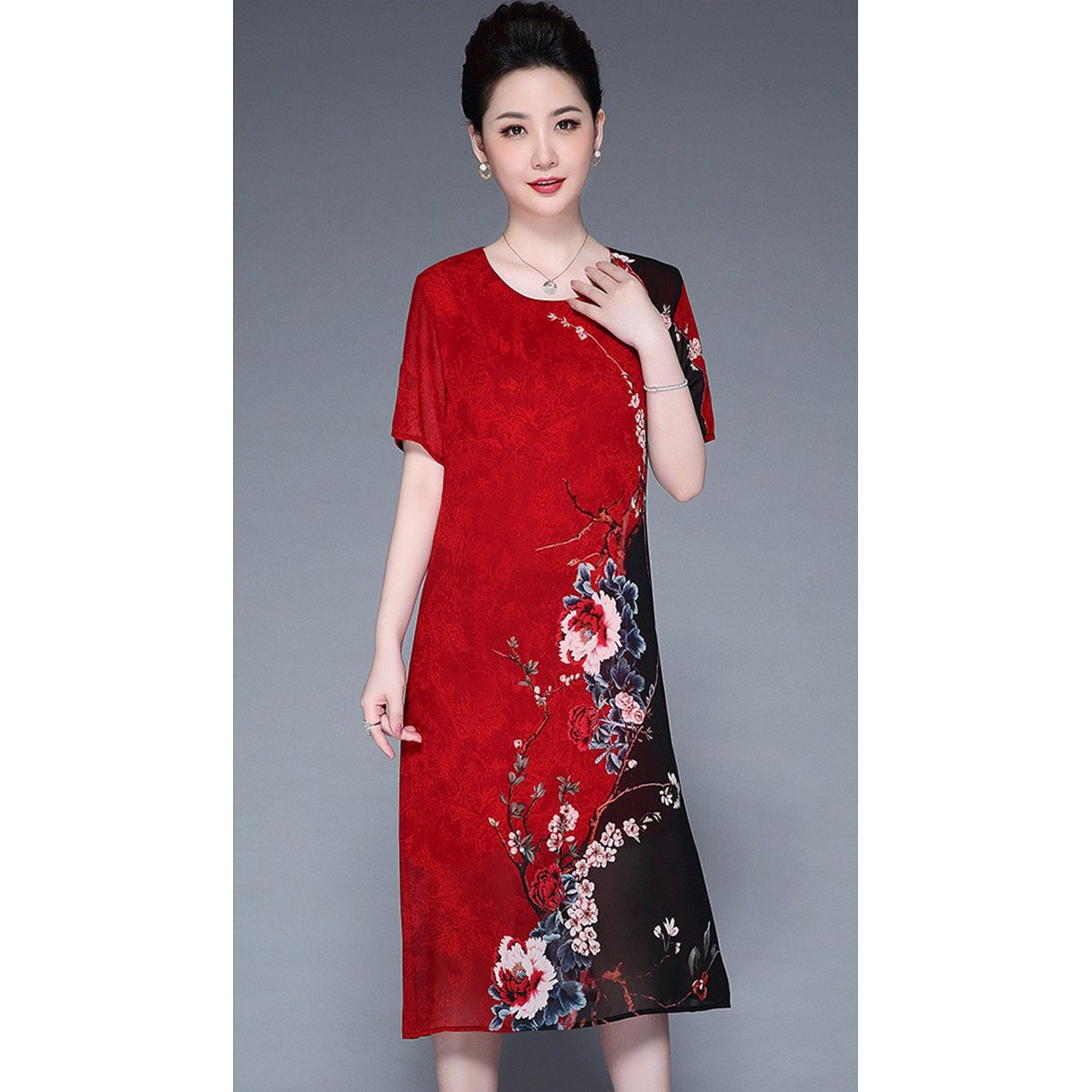 ĐẦM SUÔNG IN HOA MẨU ĐƠN