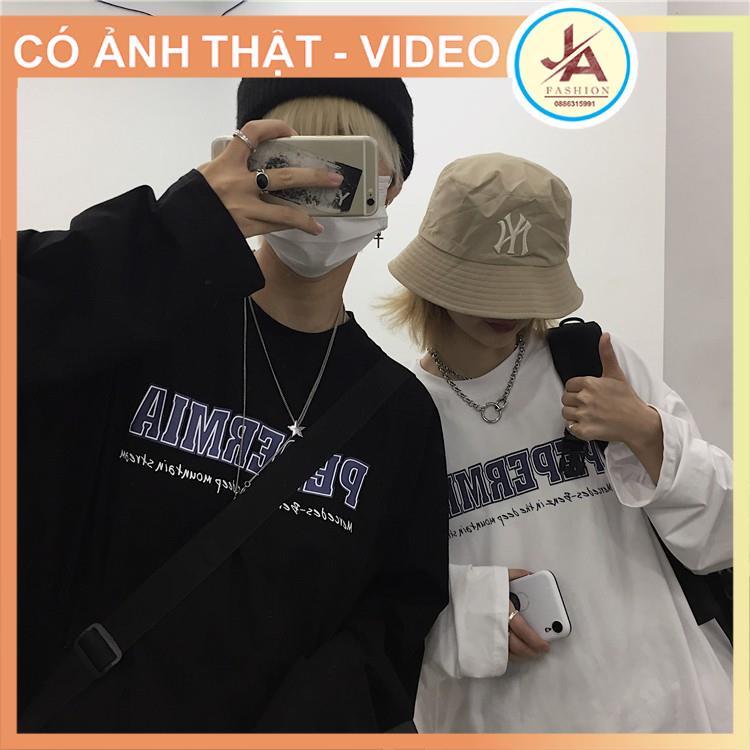 Áo thun tay dài form rộng in chữ PEPERMIA, áo sweater Unisex nam nữ phong cách ulzzang JASHOP