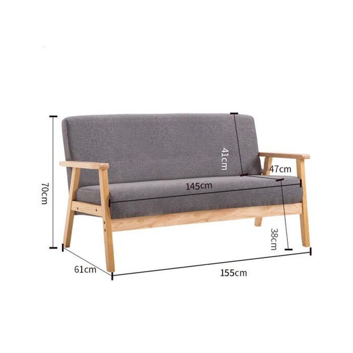 Ghế sofa đẹp khung gỗ tự nhiên cho phòng khách, Ghế sofa nỉ cho 3 người