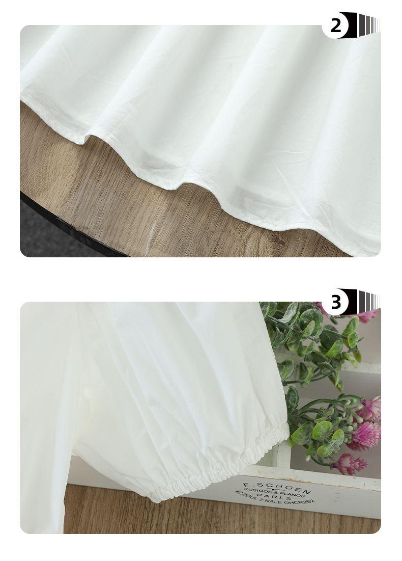 CHENGRUI Cô gái ăn mặc mùa hè lưới đỏ cô gái váy công chúa trắng phong cách phương Tây thắt lưng váy trẻ em lớn Hàn Quốc vòng cổ váy(