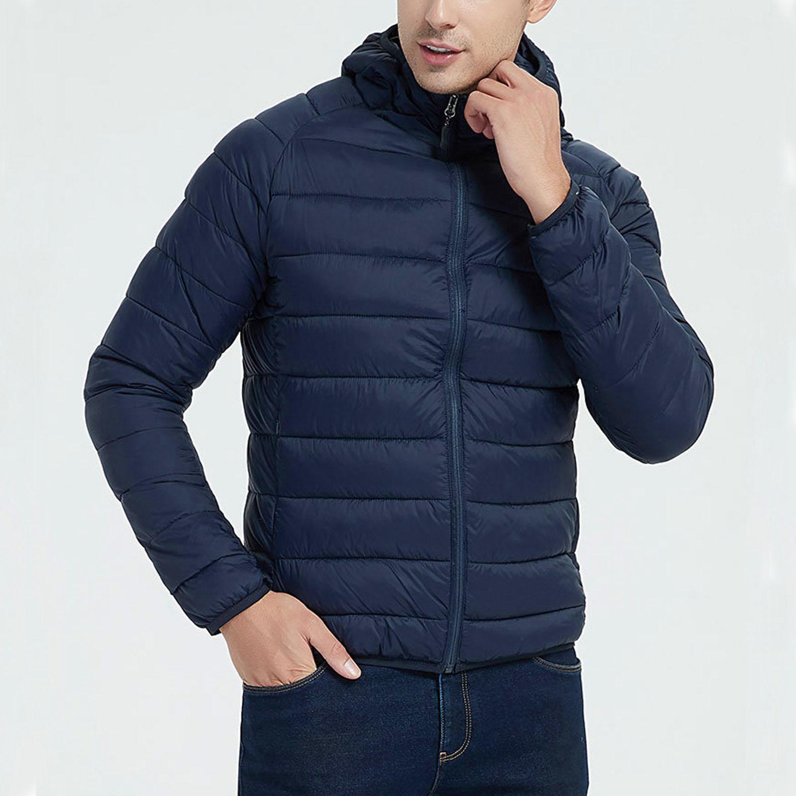 Men's Packable Down Jacket Hooded Lightweight Puffer Insulated Coat for Travel Outdoor Hiking Camping