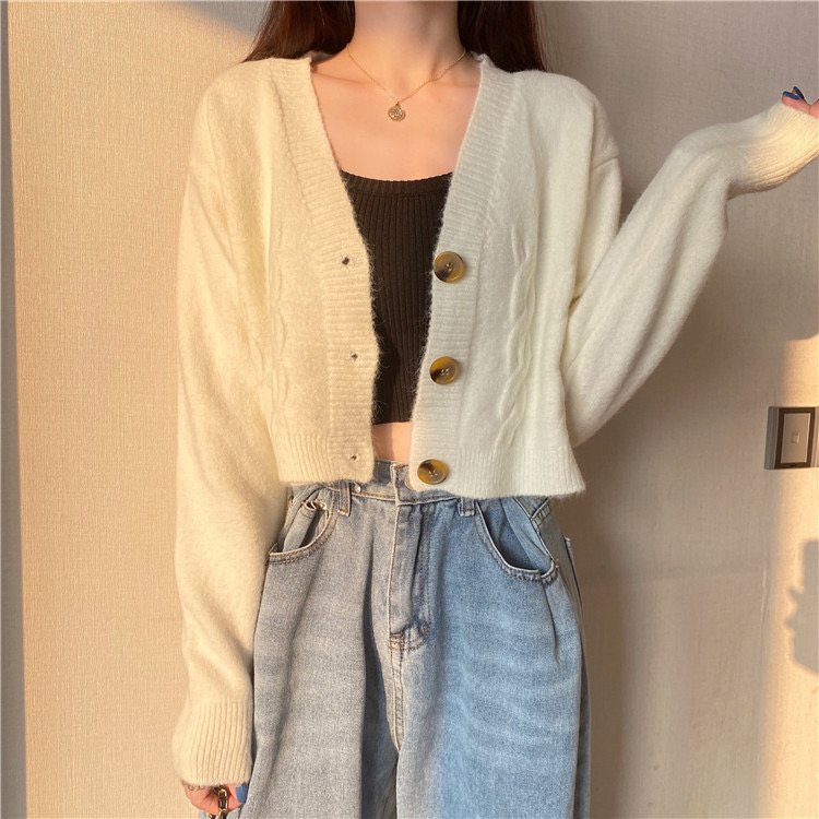 Áo khoác len croptop hàn quốc - áo khoác len nữ cardigan vintage