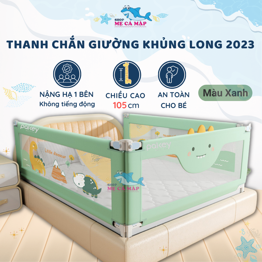 Thanh Chắn Giường Pakey LC1 Bản New Cao 105cm Ống Thép Siêu Dày, Thanh Chắn Giường Thiết Kế Chốt Nâng Cấp Bấm Hạ Dễ Dàng