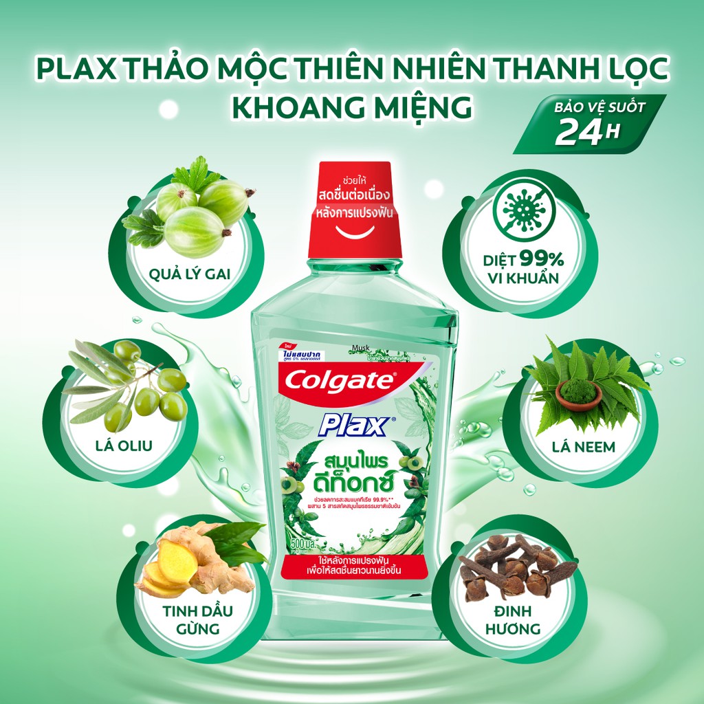 Bộ 2 Nước súc miệng Colgate Herbal Detox 500ml