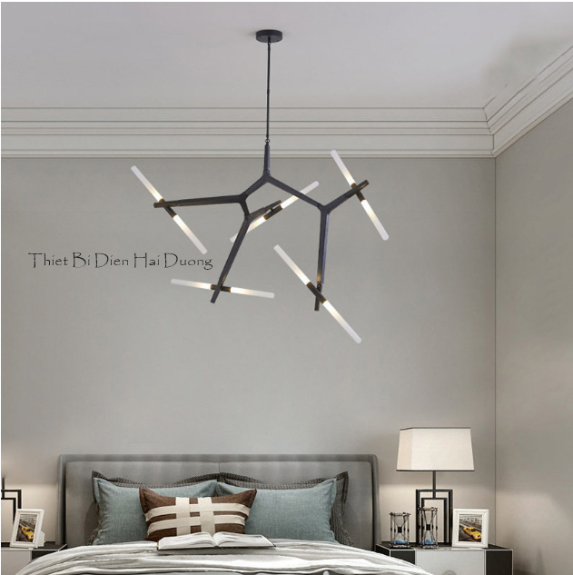 Đèn Chùm Decor Xương Cá 10 Tay  - Kiểu Dáng Sang Trọng Hiện Đại - 10 Bóng Led G4 - Có Video