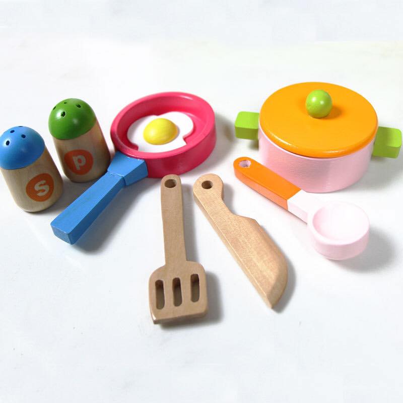 Bếp gỗ nấu ăn màu xanh cho bé