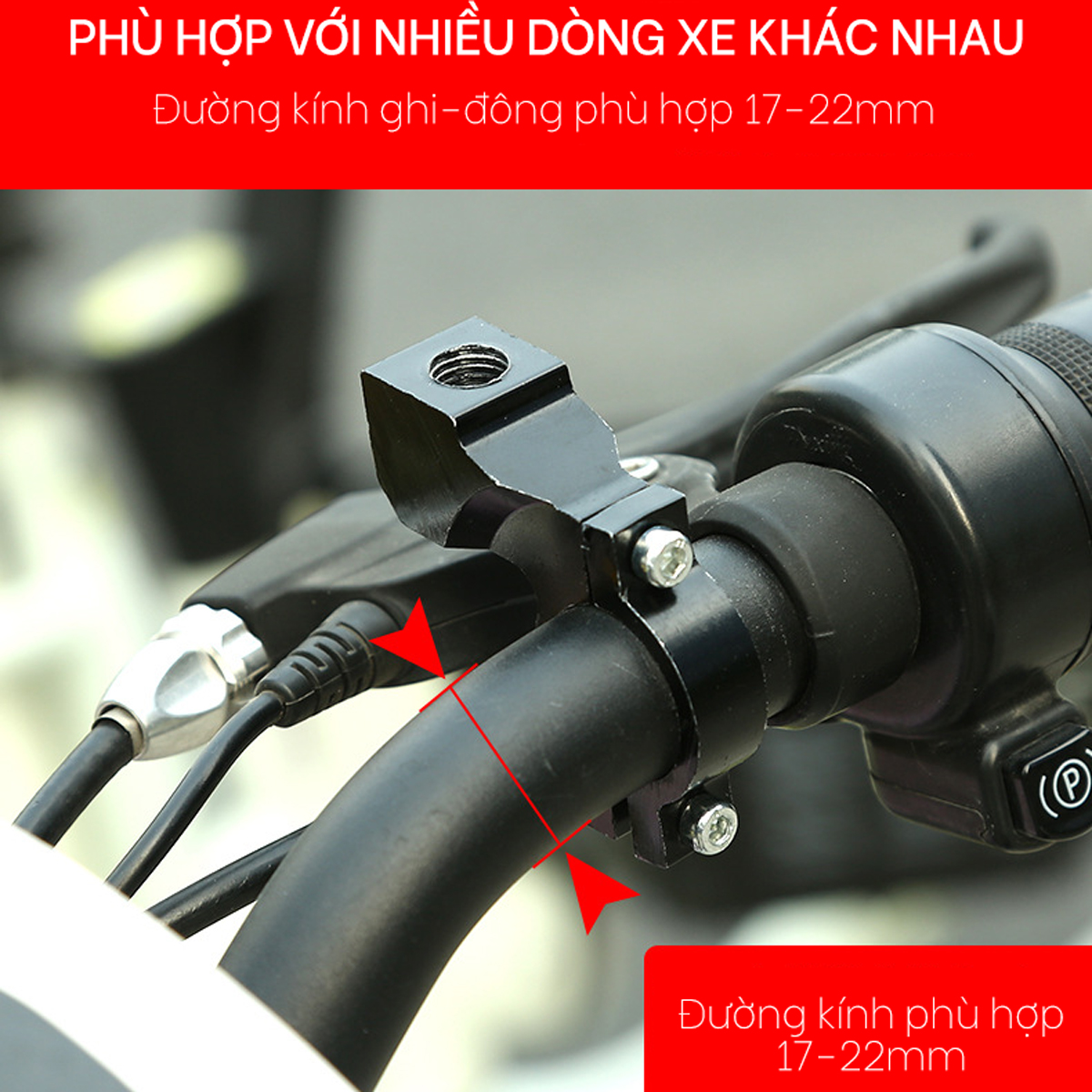 Bộ 2 Gương xe đạp, xe đạp điện cao cấp (kèm chốt gắn ghi-đông lỗ 8mm) xoay 360 độ chắc chắn, gương phẳng, góc lớn giúp đạp xe an toàn Mai Lee