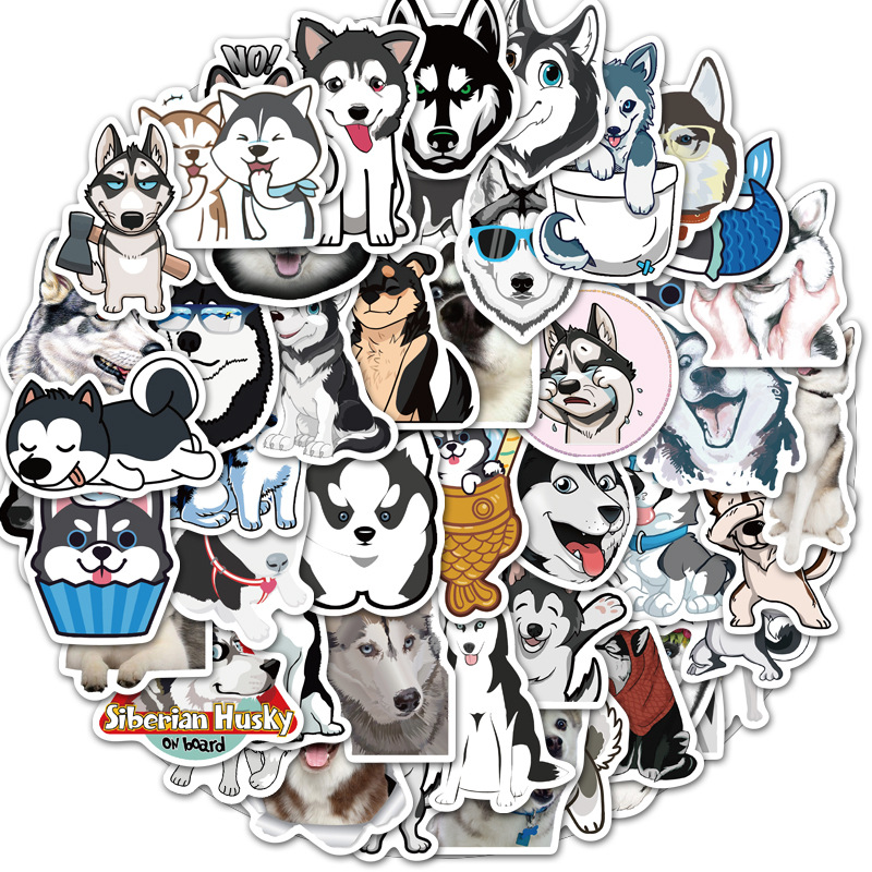 Sticker 50 miếng hình dán Husky