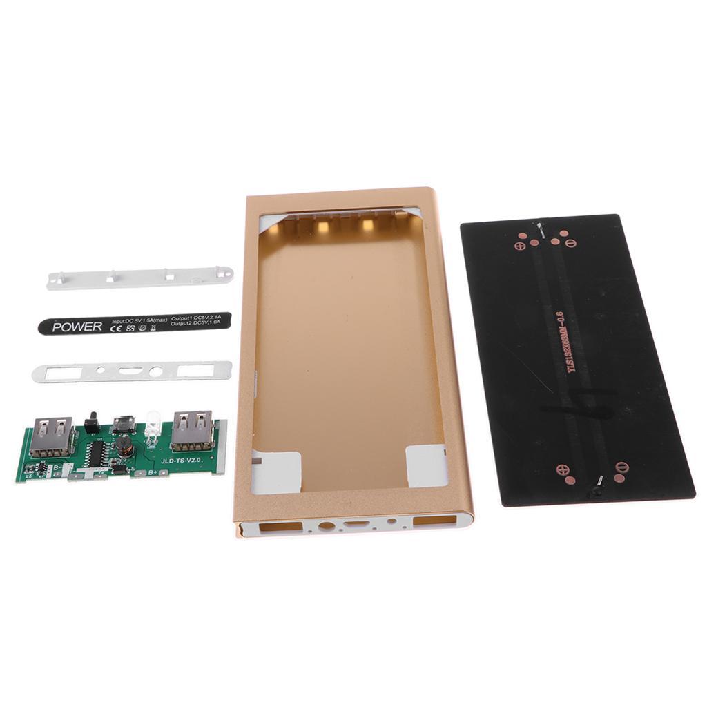 2X Solar Charger 3 In 1 Power Bank 10000mAh USB Battery For Phone Black&Gold