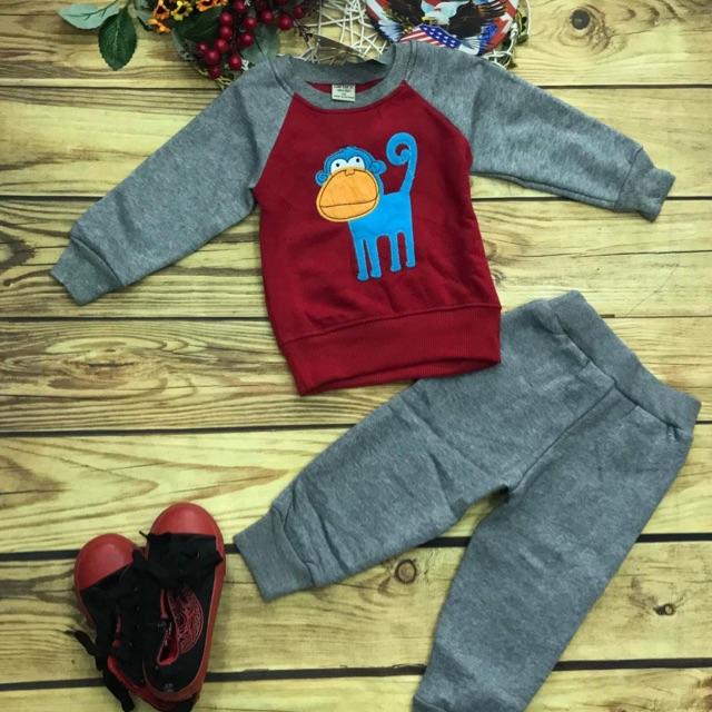 SET NỈ BÔNG BÉ TRAI màu đỏ đậm