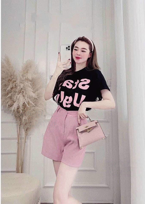 Set Đồ Bộ Nữ Áo Thun Cotton In Chữ Kèm Quần Sort Trẻ Trung