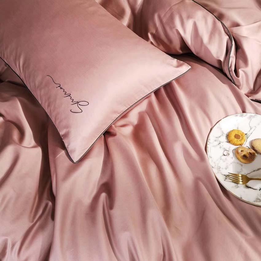 Bộ Chăn Ga Gối Lụa Tencel 60s Đơn Sắc LIDACO Cao Cấp - Hồng Phấn - TẶNG VỎ GỐI ÔM COTTON