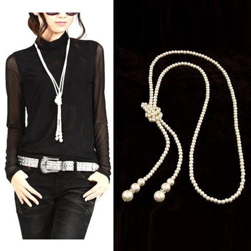 Dây chuyền dài chuỗi ngọc đơn nhân tạo