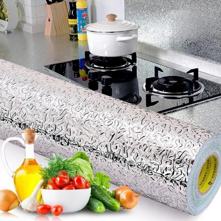 Giấy Decal dán bếp tráng nhôm chống thấm - Khổ 60cm - An toàn