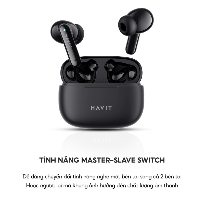 Tai Nghe Bluetooth True Wireless Havit TW967 BT 5.1, Thiết Kế Công Thái Học, Driver 10mm, Nghe Nhạc Đến 5H - Hàng Chính Hãng