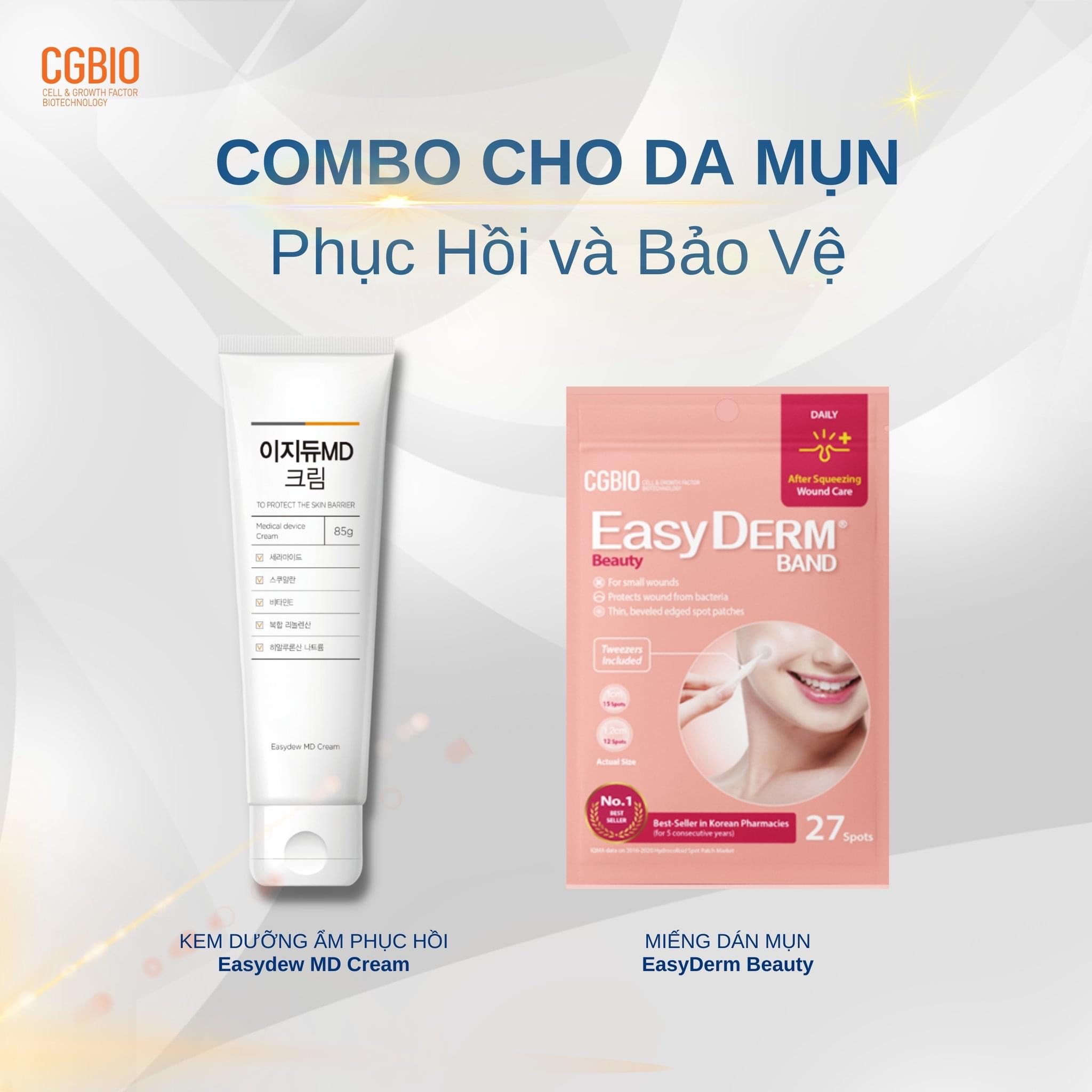 Miếng dán mụn giảm sưng viêm CGBIO EASYDERM BEAUTY (27 miếng) - Tặng kèm nhíp gắp tiện dụng