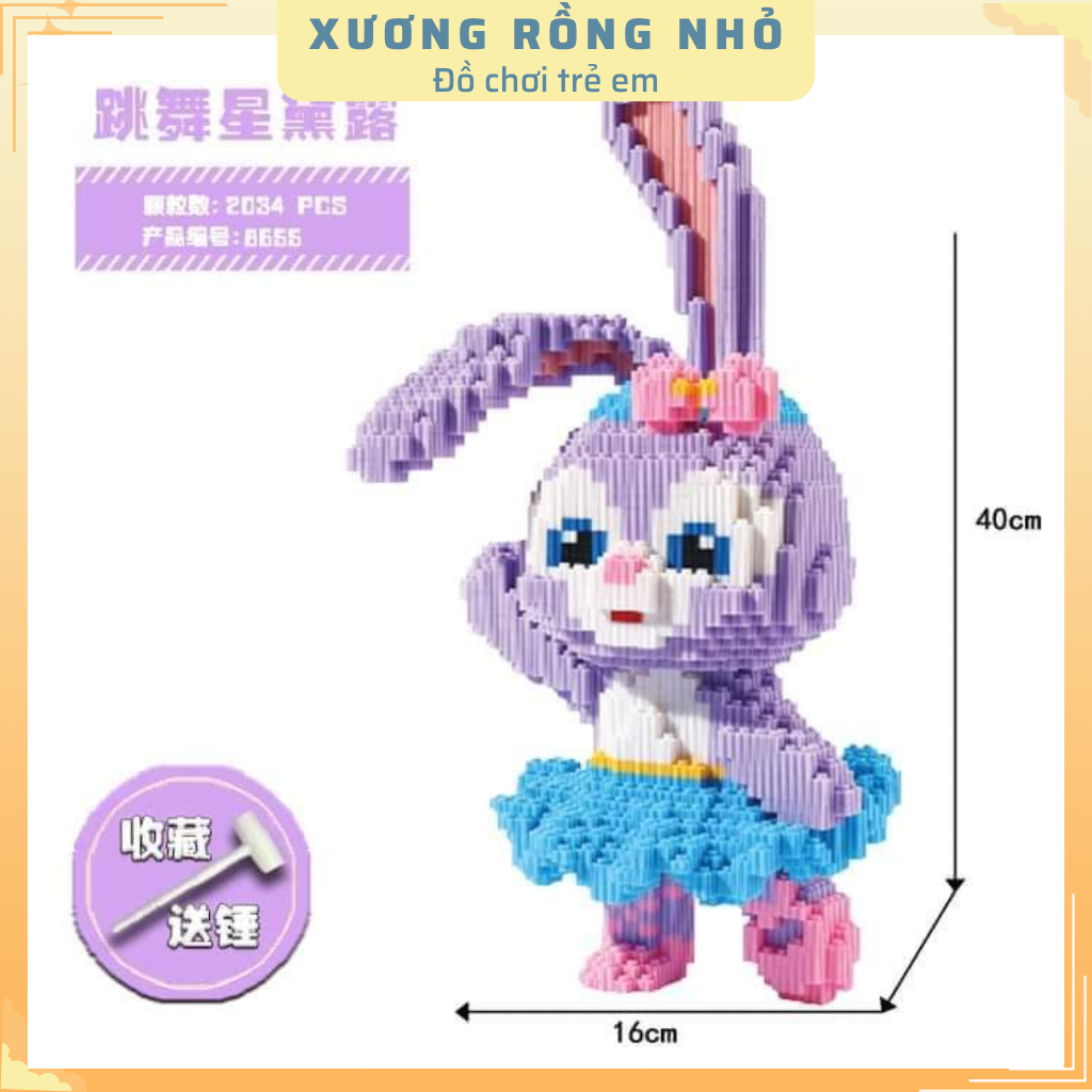 Mô hình 3d thỏ stella dễ thương 40cm, thỏ tím trưng bày cho bé