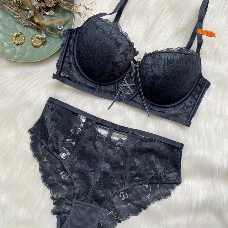 Bộ Đồ Lót Nâng Ngực Ôm Form Tạo Khe Đệm Đẩy 3cm Sexy Ren, Lót Vải Mềm Cao Cấp